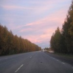 Rosa himmel på väg från Arvidsjaur 26 sept 09