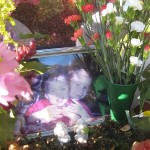 Lysande ljus och blommig grav 8 okt 2009