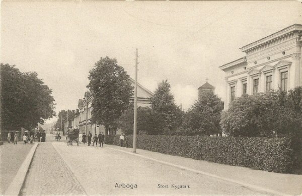 Stora Nygatan i Arboga med hästskjuts