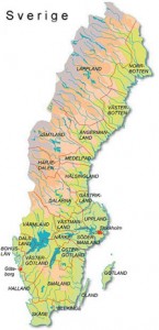 Sverigekarta med landskapen